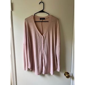 XL Pink Button Sweater Blouse